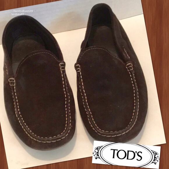 TODS Suede DARK BROWN Loafer Slip on DRIVING SHOE - Picture 3 of 7